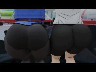 android 18 | videl - thicc; big ass; big butt; 3d sex porno hentai; (by @kishi) [dragon ball]