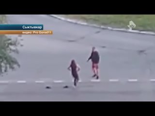 the guy was beaten by a girl, and then the cops took him away. syktyvkar