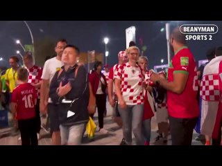 croatia and argentinian fans in qatar celebrate defeat of brazil