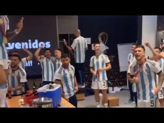 messi and argentina players dressing room celebrations after winning the world cup final {19 12 2022}