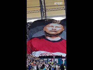 football fans made a poster with putin in a noose in the uniform of the spartak moscow / belsat shorts {29 05 2022}