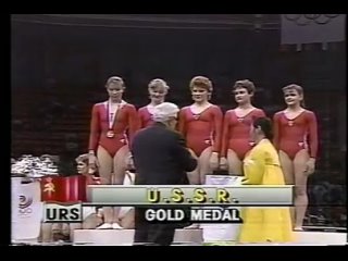 1988 seoul victory ceremony of women s gymnastic teams