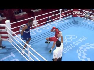 hard knockout of ukrainian boxer alexander khizhnyak in the final of the 2020 olympics