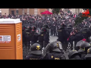 (18) czech republic: clashes between police and sports fans protesting against covid measures {10/18/2020}